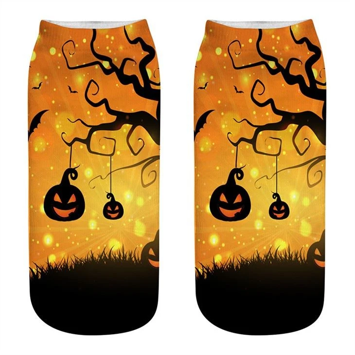 3D Halloween Pumpkin Printing Socks