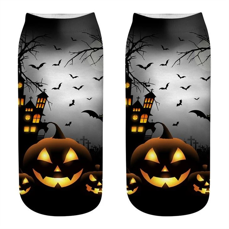 3D Halloween Pumpkin Printing Socks